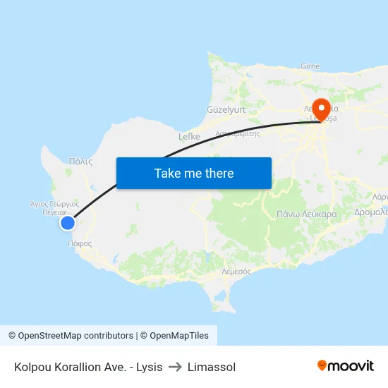 Korallion Gulf Avenue - Lysis to Limassol map