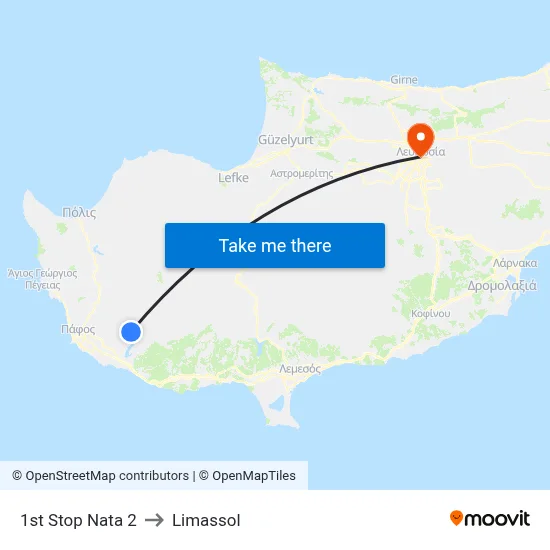 1st Stop Nata 2 to Limassol map