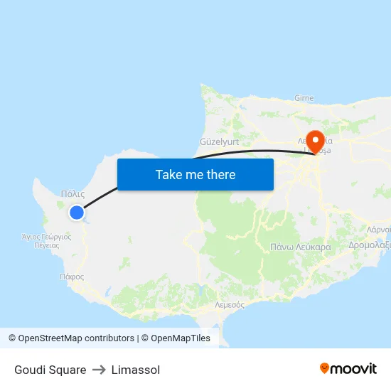 Goudi Square to Limassol map