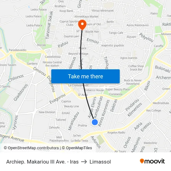 Archbishop Makarios III Avenue - Iras to Limassol map