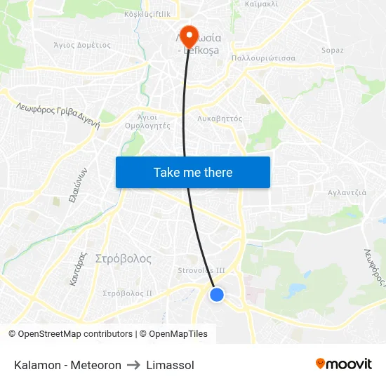 Kalamon - Meteoron to Limassol map