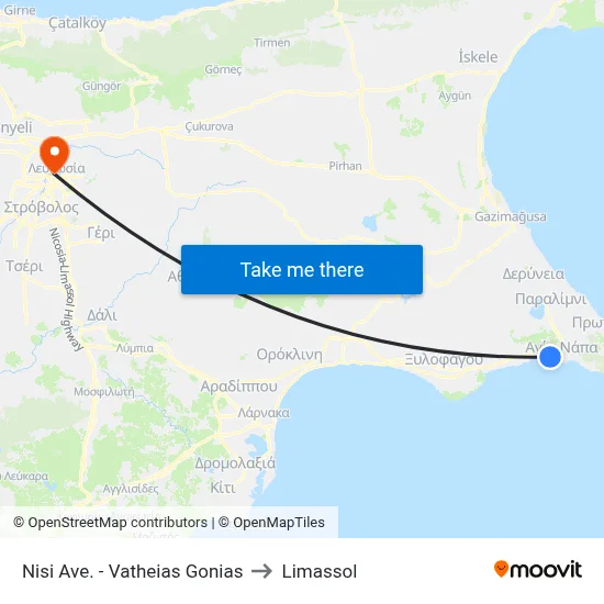 Nisi Avenue - Vatheias Gonias to Limassol map