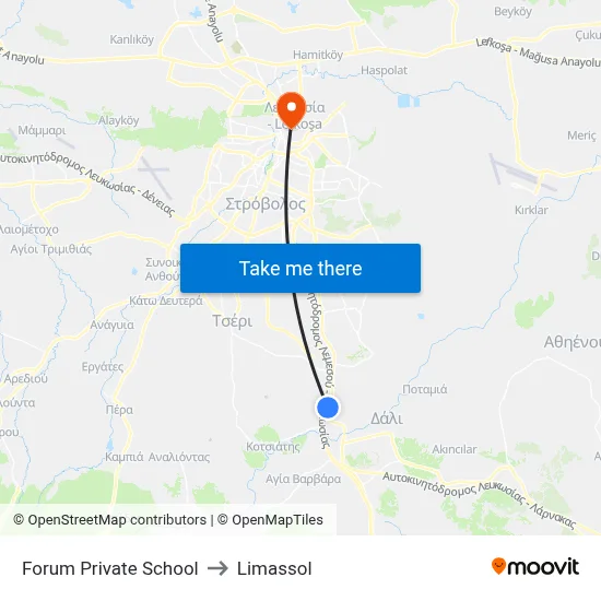 Forum Private School to Limassol map