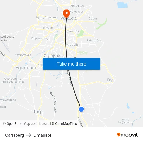 Carlsberg to Limassol map