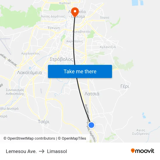 Limassol Ave to Limassol map