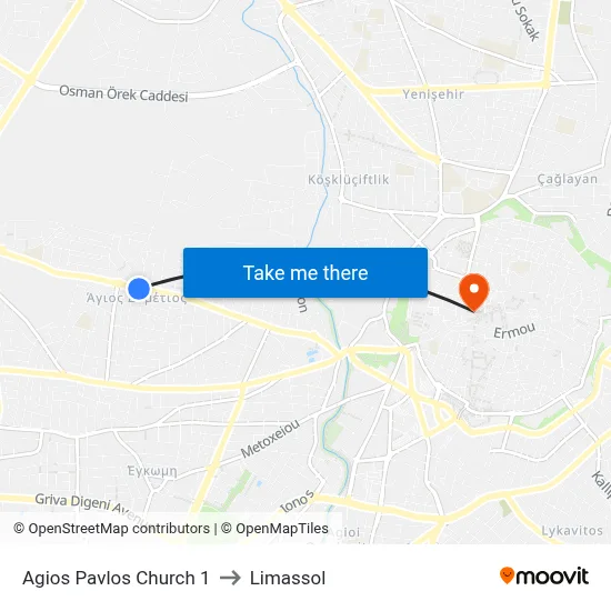 Saint Paul's Church 1 to Limassol map