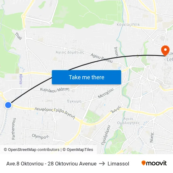 October 8th Ave - October 28th Avenue to Limassol map