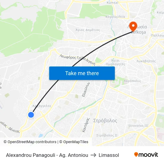 Alexandrou Panagouli - Ag. Antoniou to Limassol map