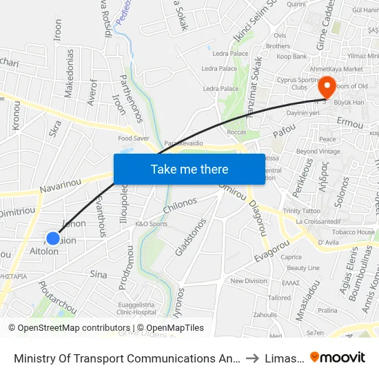 Ministry Of Transport Communications And Works 2 to Limassol map