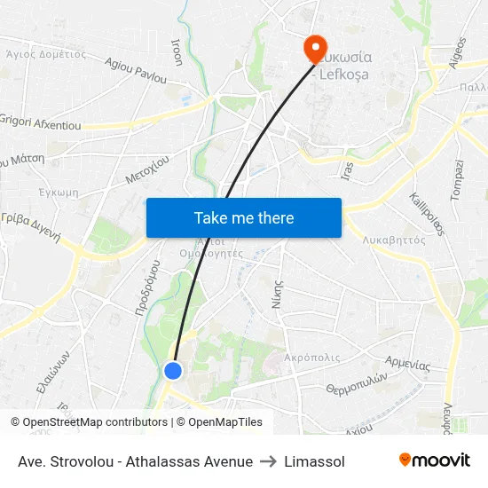 Strovolos Avenue - Athalassa Avenue to Limassol map