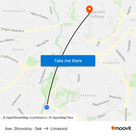 Ave. Strovolou - Sek to Limassol map