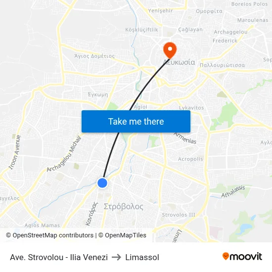 Strovolos Ave. - Ilias Venezis to Limassol map