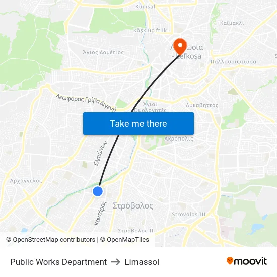 Public Works Department to Limassol map