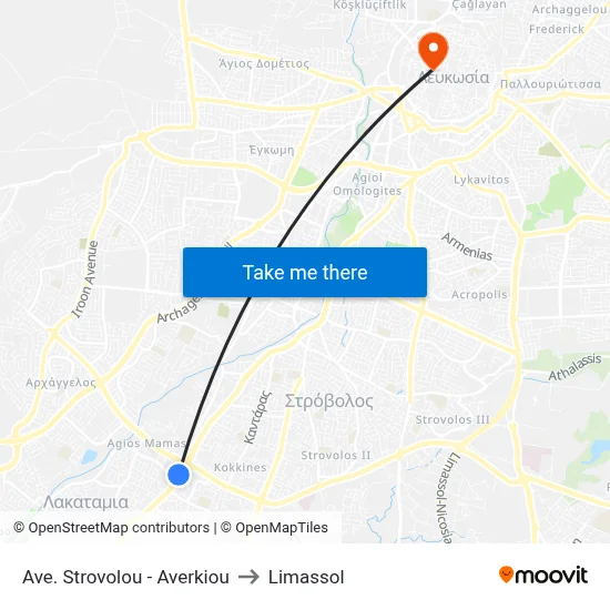 Strovolou Avenue - Averkiou to Limassol map