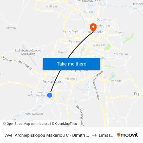 Ave. Arch. Makariou C - Dimitri Liperti to Limassol map