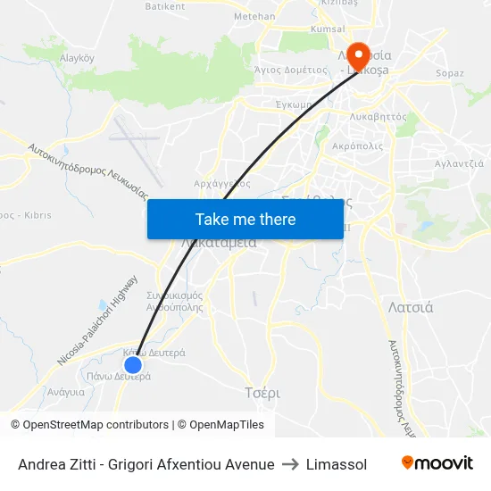 Andrea Zitti - Grigori Afxentiou Avenue to Limassol map