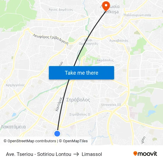 Tseriou Avenue - Sotiriou Lontou to Limassol map