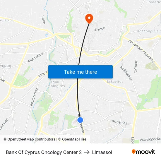 Bank Of Cyprus Oncology Center 2 to Limassol map
