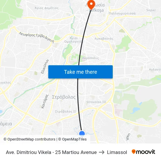 Dimitriou Vikela Avenue - 25th March Avenue to Limassol map