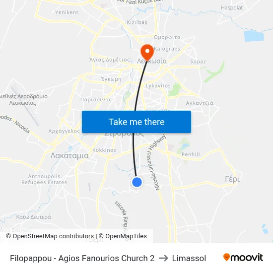 Filopappou - Agios Fanourios Church 2 to Limassol map