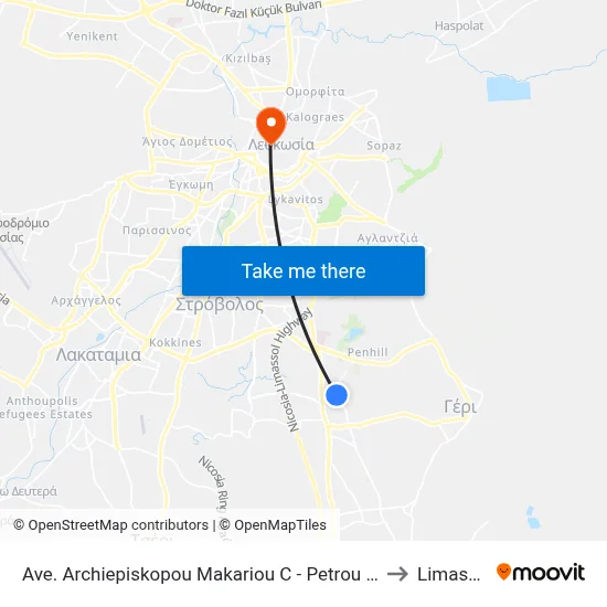 Ave. Arch. Makariou C - Petrou Iliadi to Limassol map