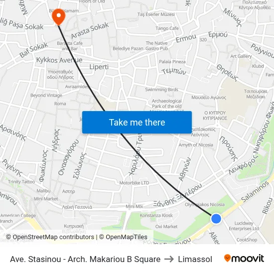 Ave. Stasinou - Arch. Makariou B Square to Limassol map