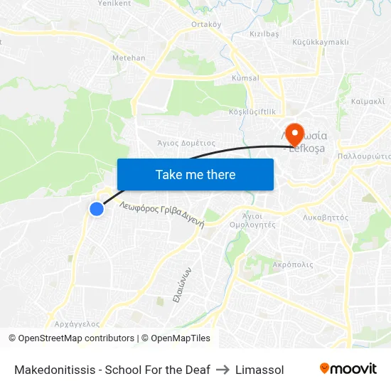 Makedonitissis - School For the Deaf to Limassol map