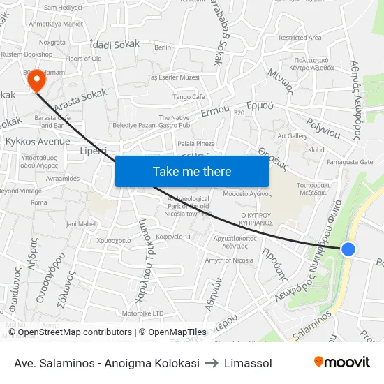 Ave. Salaminos - Anoigma Kolokasi to Limassol map