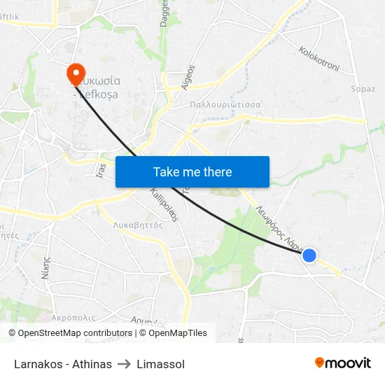 Larnakos - Athinas to Limassol map