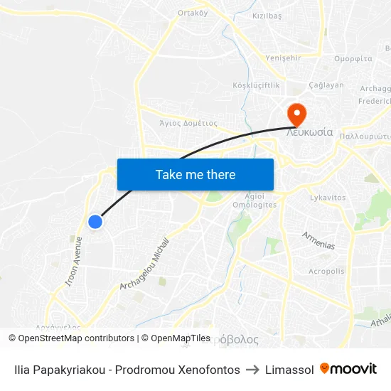 Ilia Papakyriakou - Prodromou Xenofontos to Limassol map