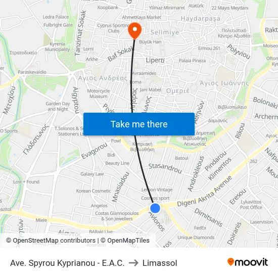 Ave. Spyrou Kyprianou - E.A.C. to Limassol map