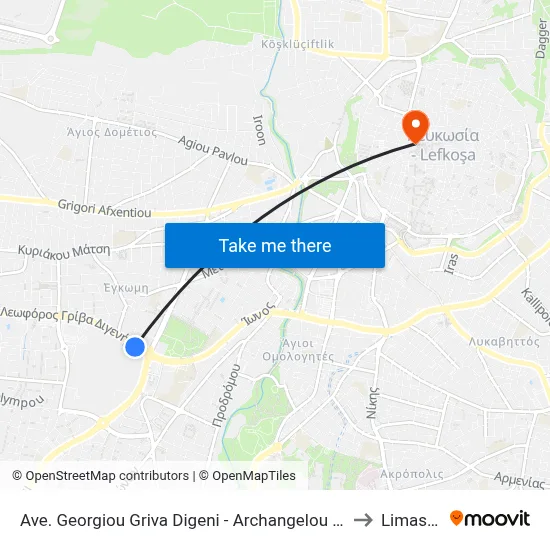 George Grivas Digenis Ave. - Archangel Michael to Limassol map
