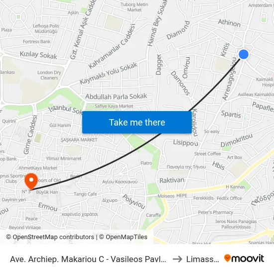 Archbishop Makarios III Avenue - Vasileos Pavlou to Limassol map