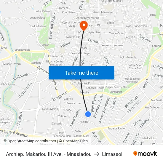 Archbishop Makarios III Ave. - Mnasiadou to Limassol map