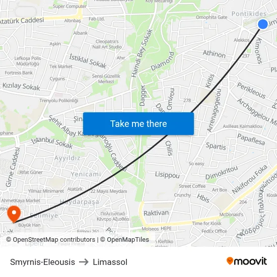 Smyrnis-Eleousis to Limassol map