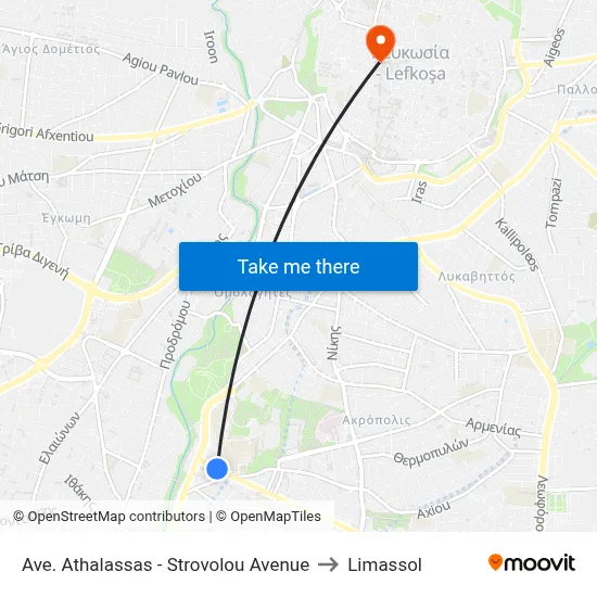 Athalassa Ave. - Strovolou Avenue to Limassol map