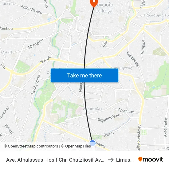 Athalassa Ave - Iosif Chr. Chatziiosif Avenue to Limassol map
