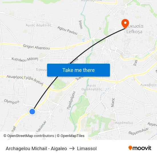 Archangelos Michail - Aigaleo to Limassol map