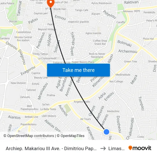 Archbishop Makarios III Ave. - Dimitrios Papanikolis to Limassol map