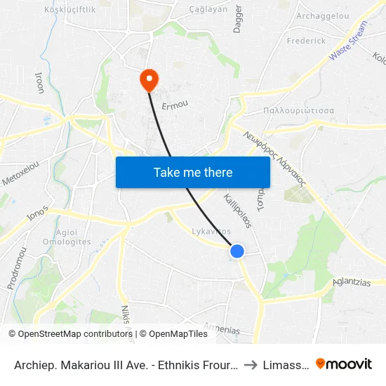 Archbishop Makarios III Ave. - National Guard to Limassol map