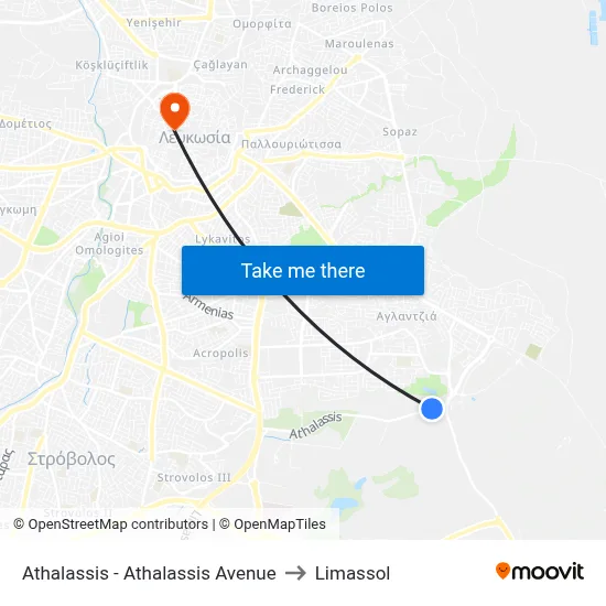 Athalassis - Athalassis Avenue to Limassol map