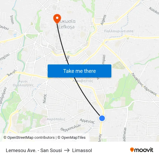 Lemesou Avenue - San Sousi to Limassol map