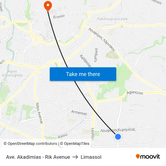 Academy Avenue - RIK Avenue to Limassol map