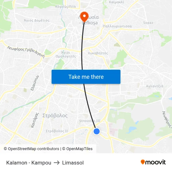 Kalamon - Kampou to Limassol map