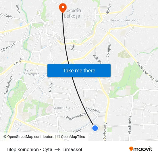 Tilepikoinonion - Cyta to Limassol map