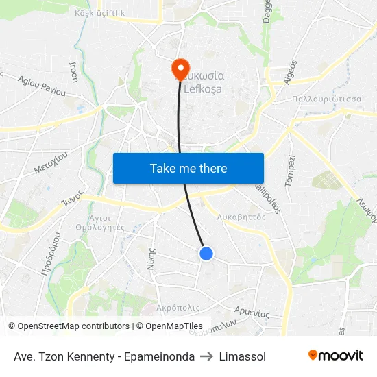 Ave. Tzon Kennenty - Epameinonda to Limassol map