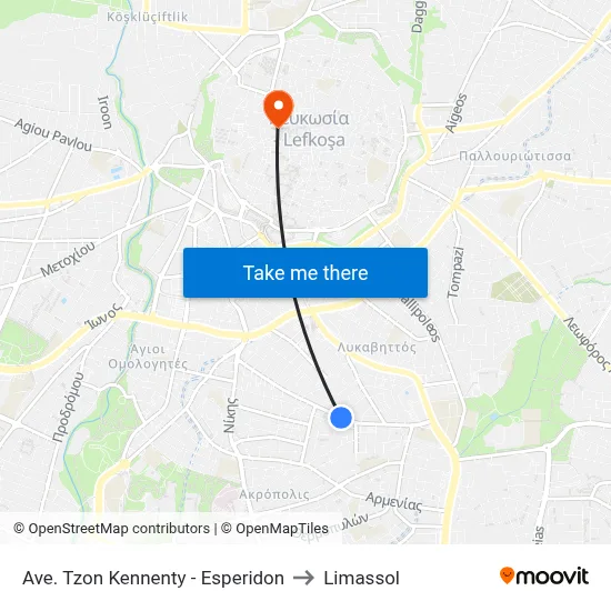 Ave. Tzon Kennenty - Esperidon to Limassol map