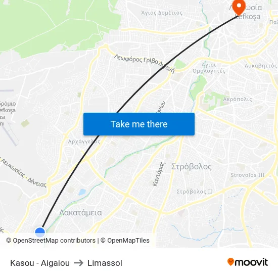 Kasou - Aegean to Limassol map