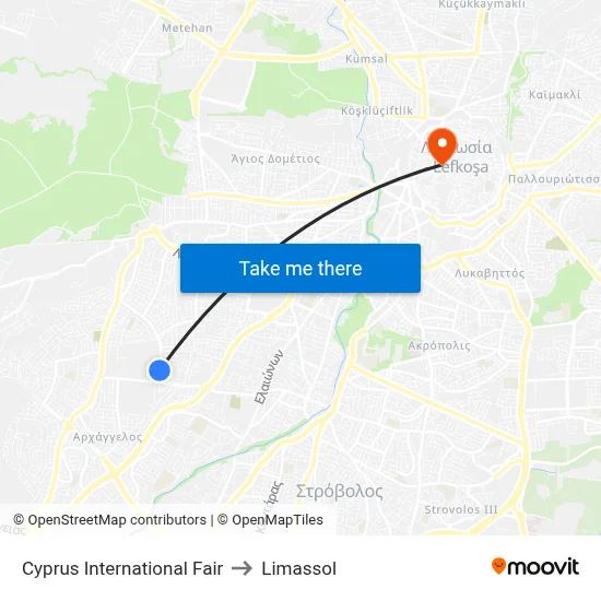 Cyprus International Fair to Limassol map