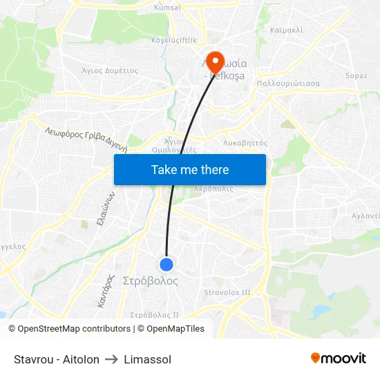 Stavrou - Aitolon to Limassol map